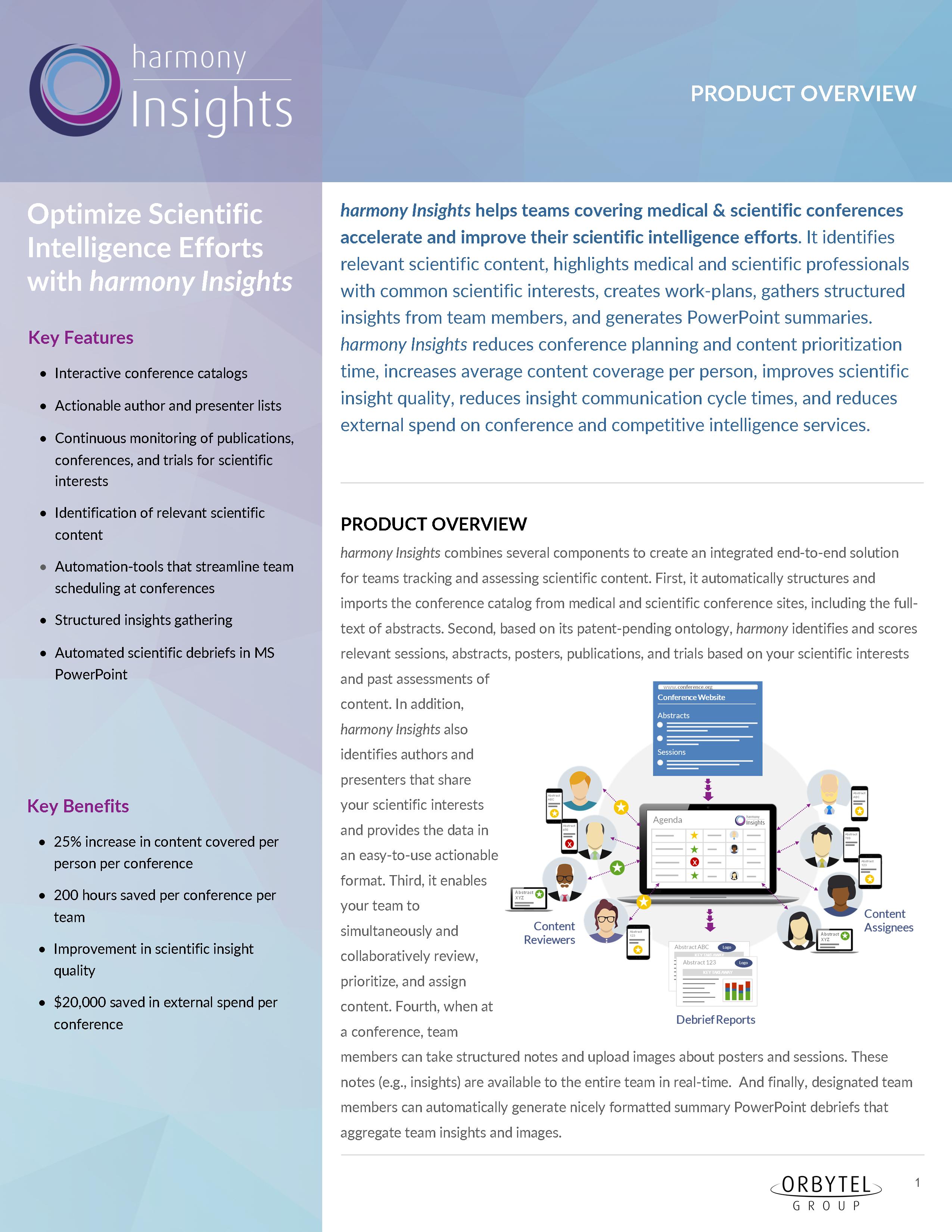 harmony Insights fact sheet cover