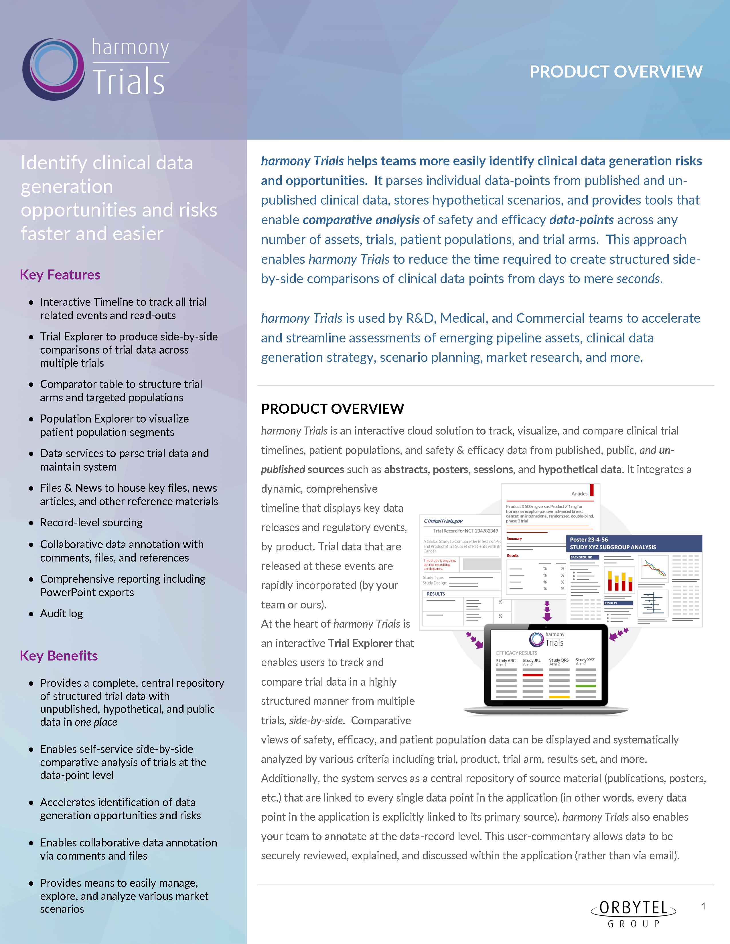 harmony Trials fact sheet cover