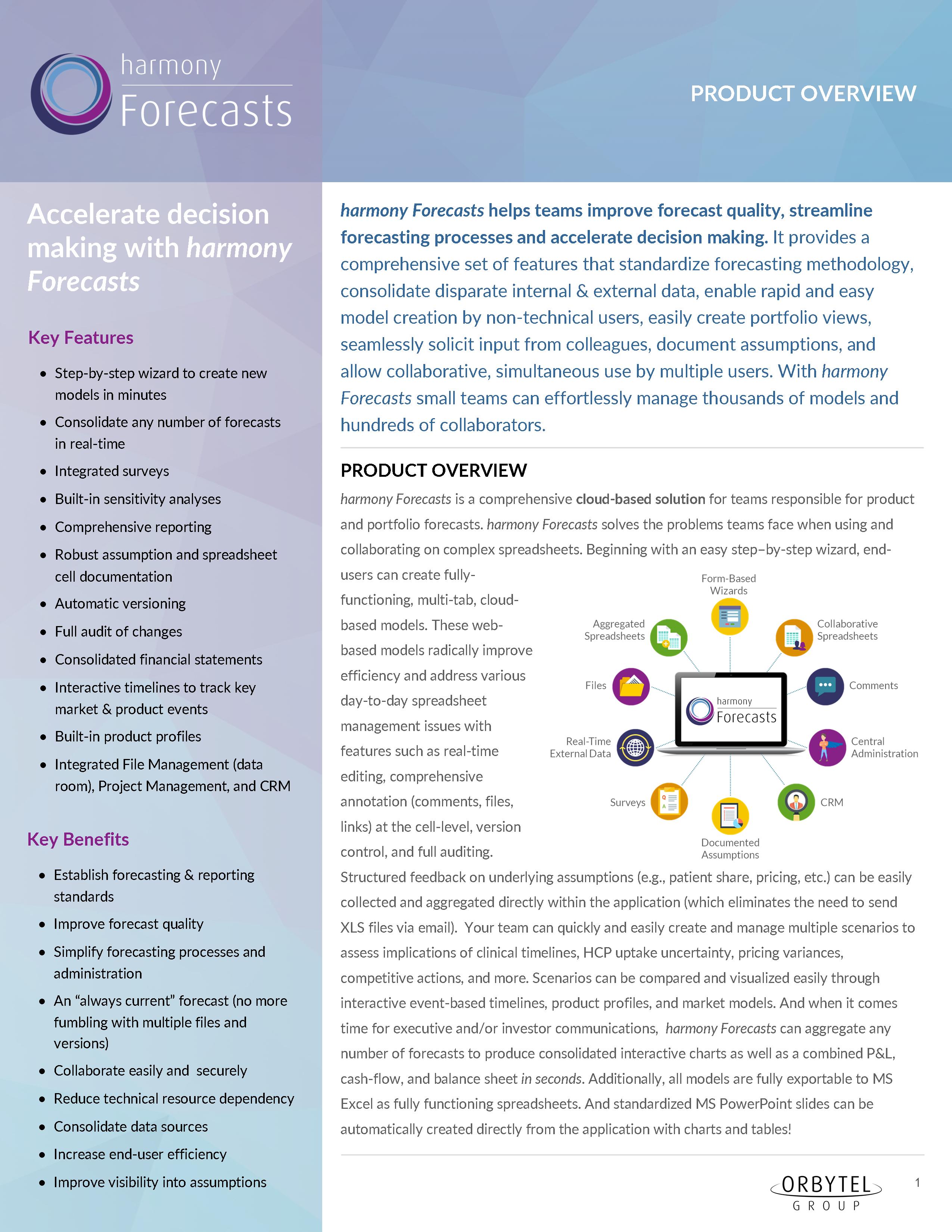 harmony Forecasts fact sheet cover